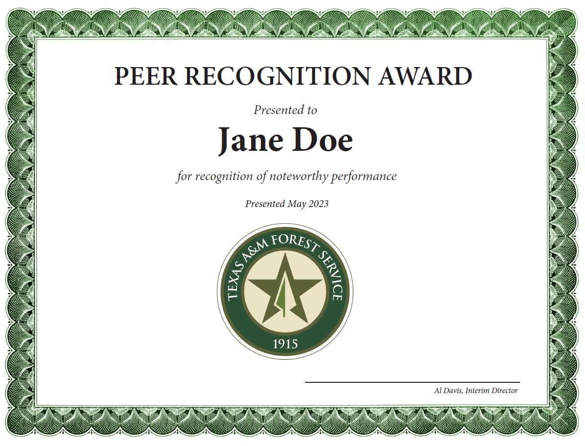 Employee certificate